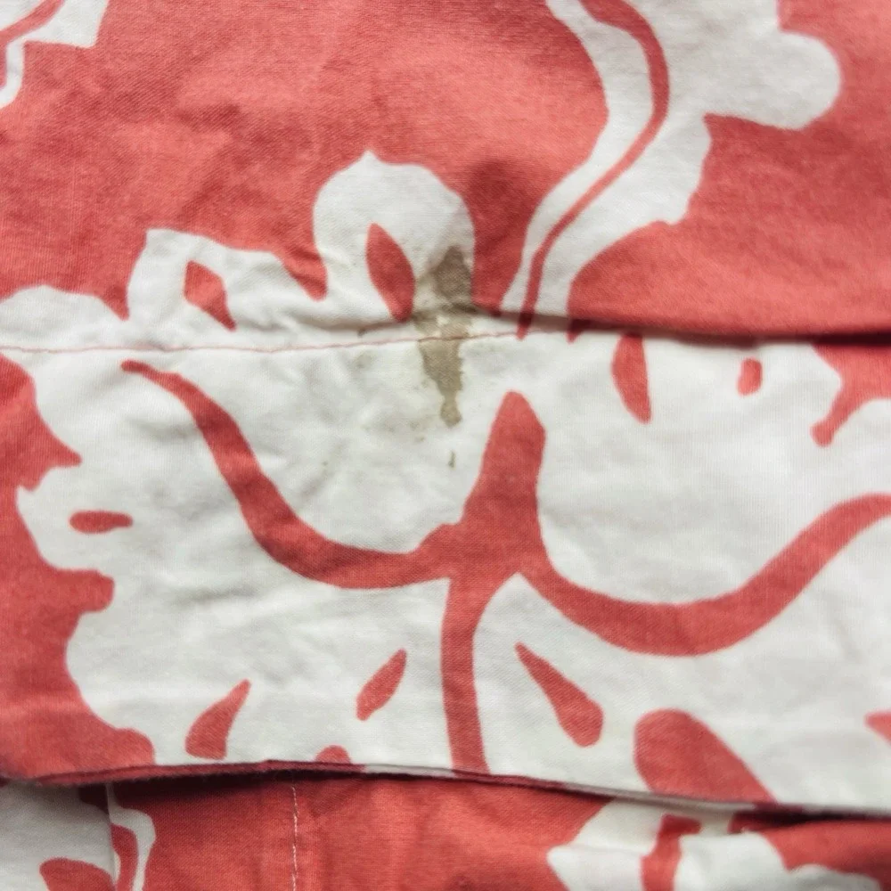 Pottery Barn Jacobean Floral Queen Duvet Cover 2 Euro Shams Coral Organic Cotton